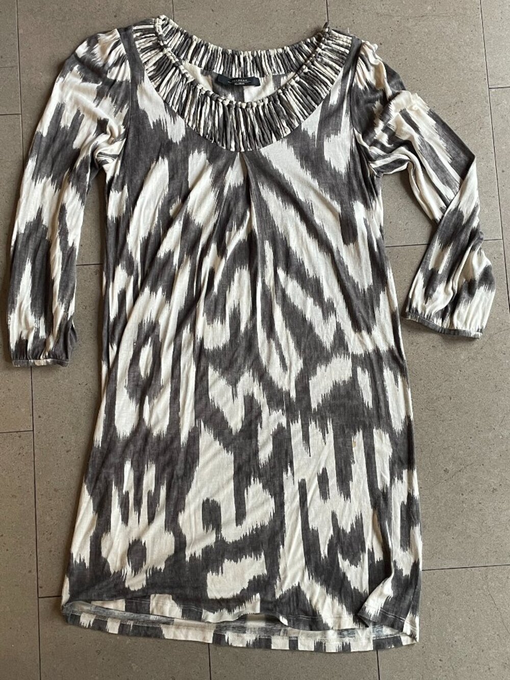 Max Mara Weekend Abstract Print Mini Shift Dress Brown/Beige-Small